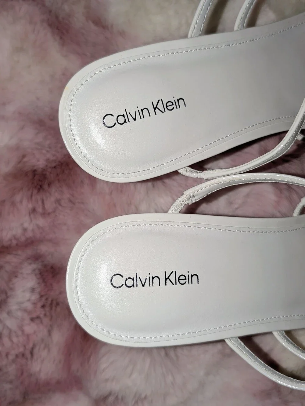 Calvin Klein Jayla White Strappy Mule Heels SZ 10 NWOT